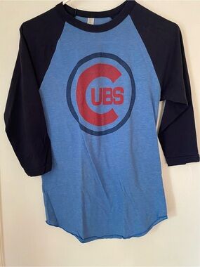 Chicago Cubs Raglan Tee - Blue and Navy - Women’s S-XS